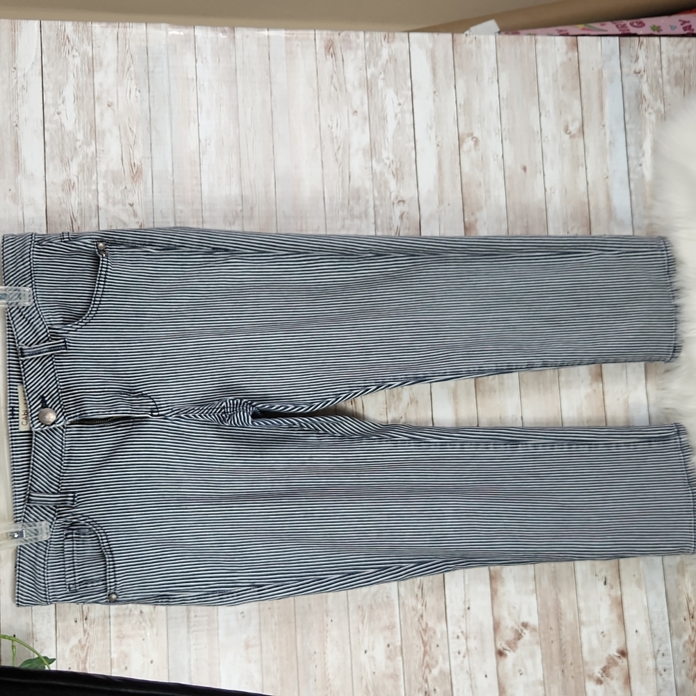 CAbi, women's blue/white stripe jeans, back pockets, great condition, Sz… - Picture 4 of 14